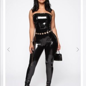 Black pleather jumpsuit